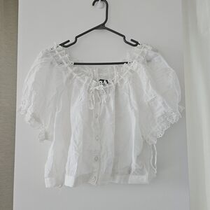 GAP White Eyelet Peasant Blouse